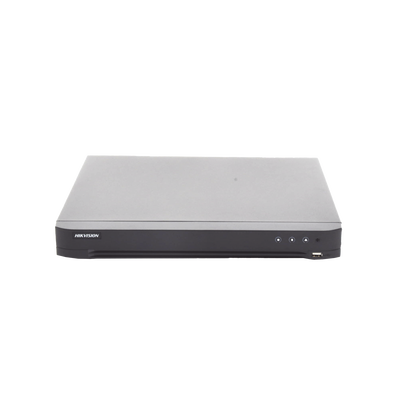 (ACUSENSE / Evita Falsas Alarmas) DVR 4K / 16 Canales TURBOHD + 16 Canales IP / 2 Bahía de Disco Duro / Audio por Coaxitron / Salida de Vídeo en 4K / Entrada Salida de Alarma