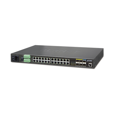 Switch Industrial Administrable Capa 2, 24 Puertos Gigabit, 4 Puertos Combo Gigabit SFP, 2 SFP+ 10G, Soporta Temperaturas de -40 a 75ºC