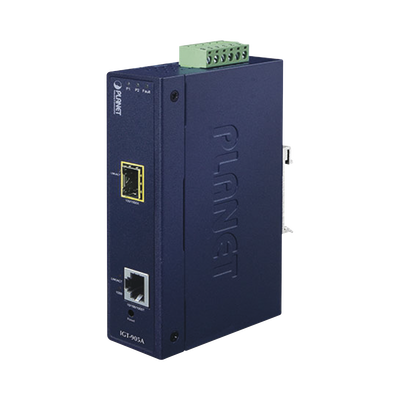Convertidor de Medios Industrial Administrable, Puerto Ethernet 10/100/1000 BASE-T a Puerto SFP 100/1000X