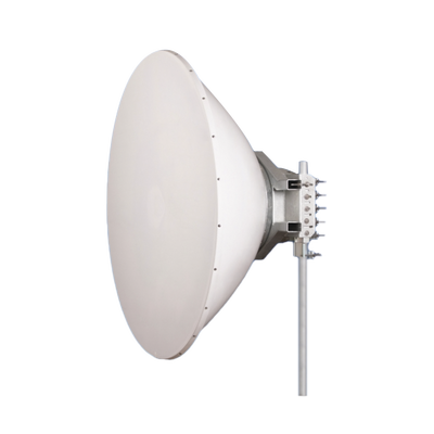 Antena direccional Alto Rendimiento / Parábola profunda para mayor aislamiento al ruido /6 ft / 4.9 a 6.1 GHz /  / Ganancia de 38 dBi / Soporte de acero inoxidable / Polaridad en 90 ° y 45 ° / Incluye montaje.