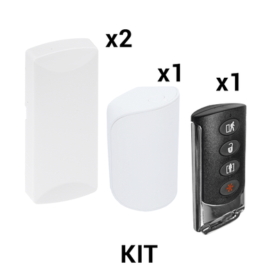 KIT Básico Sensores Inalámbricos - Incluye 2 Contactos Magnéticos, 1 PIR y 1 Llavero - Compatibles con Paneles DSC 433 MHz