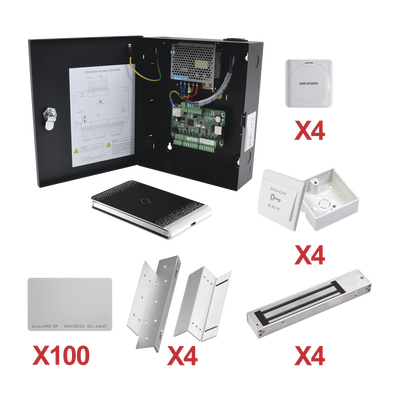 Kit de Control de Acceso con TARJETA para 4 Puertas  / TODO INCLUIDO / Software IVMS4200 incluido