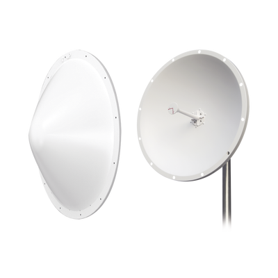 Kit de Antena y radomo, ganancia de 28 dBi, rango de frecuencia extendida (4.9 a 6.5 GHz), conectores N-Macho, incluye jumper, distancia de hasta 15 km