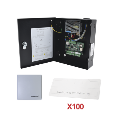 Kit para automatizar 1 ACCESO VEHICULAR con STICKERS en Parabrisas de vehiculos / Incluye Panel, lector y 100 stickers / Software IVMS4200 incluido