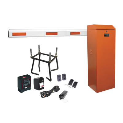 Kit COMPLETO Barrera Izquierda XBF naranja / 3M / Incluye sensor de masa, transformador, lazo, ancla, fotoceldas y 2 controles inalámbricos