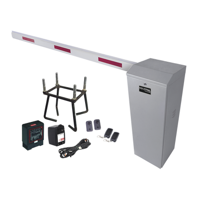 Kit COMPLETO Barrera Izquierda XB / Brazo telescópico 3.6 ~ 5.5 M / Incluye Sensor de masa, Transformador, Lazo, Ancla, Fotoceldas y 2 Controles Inalámbricos