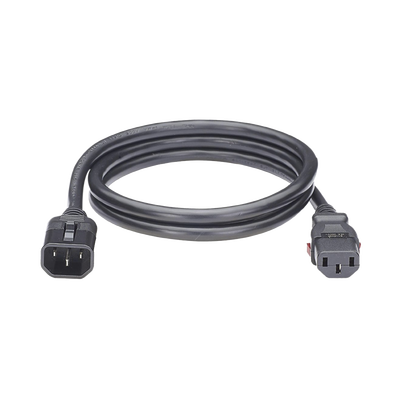 Cable de Alimentación Eléctrica Con Bloqueo de Seguridad, de IEC C14 a IEC C13, 1.2 Metros de Largo, Color Negro, Paquete de 10 Piezas