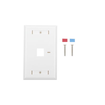 Placa de pared de 1 puerto, Keystone, con espacio para etiqueta, Color Blanco