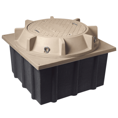 Registro Mini Manhole con tapa de concreto polimérico 4 ft x 4 ft x 2 ft, Resistencia 20 Toneladas, Uso Vehicular Pesado
