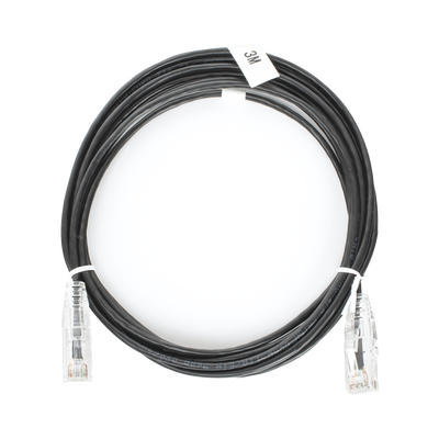 Cable de Parcheo Slim UTP Cat6 - 3 m Negro Diámetro Reducido (28 AWG)