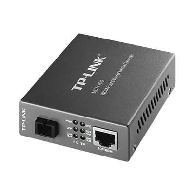 Convertidor Fibra Óptica WDM Monomodo / 1 puerto RJ45 10/100 Mbps / 1 puerto SC/UPC 100 Mbps / Hasta 20 Km / Para su Funcionamiento Requiere el Modelo MC112CS / Plug and Play