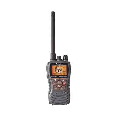 Radio portátil marino flotante y sumergible con función de eliminación de agua de la bocina mediante vibración, potencia de RF de 6 Watts.