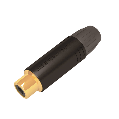 Conector Hembra RCA | Carcasa Enchapada en Negro | Contacto Enchapado en Oro | Cable OD 3.5-6.5mm