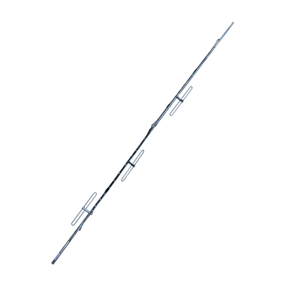 Antena base de 4 dipolos. Rango de frecuencia de 144 - 160 MHz y ganancia de 6/9 dBi omnidireccional/direccional.