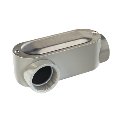 Caja oval roscada tipo LR de 1 1/4" (31.8 mm) Incluye tapa y tornillos.
