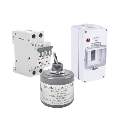 Kit de Centro de Carga Para Corriente Alterna, Breaker de hasta 400 Vca de 16 A con Supresor de Picos Transitorios.