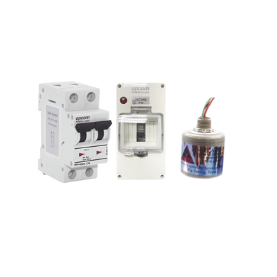 Kit de Centro de Carga Para Corriente Directa, Breaker de hasta 800 Vcc de 32 A con Supresor de Descargas Atmosféricas.