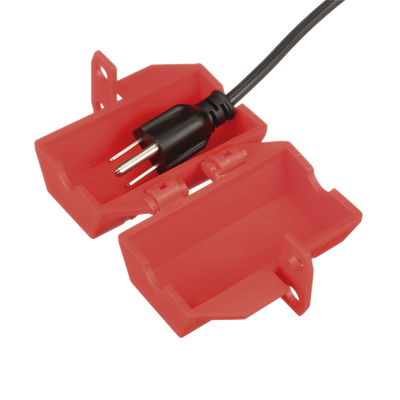 Dispositivo de Bloqueo LOTO para Enchufes de 120 Vca, Fabricado con Polipropileno, Color Rojo