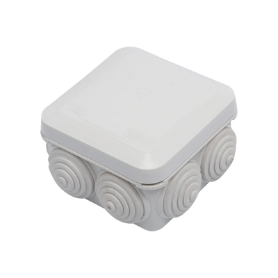 Caja Derivación-Conexión de Plástico (89 X 89 X 50 mm) con 7 Glándulas de Goma. Para Instalaciones Comerciales, Residenciales e Industriales. Cerrado a Presión.