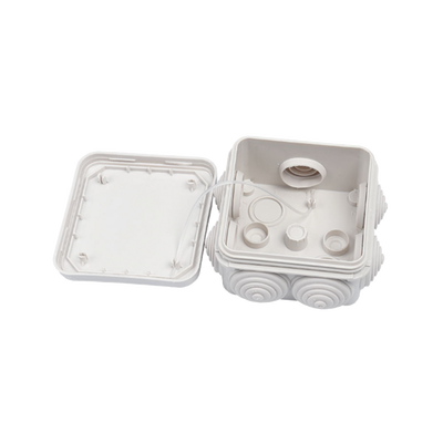 Caja Derivación-Conexión de Plástico (100 X 100 X 54 mm) con 7 Glándulas de Goma. Para Instalaciones Comerciales, Residenciales e Industriales. Incluye Tornillería para su Tapa.