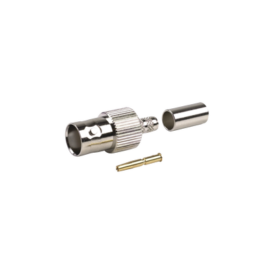 Conector BNC Hembra de Anillo para Cables RG-8/X, LMR-240, 9258, Níquel/ Oro/ Delrin.