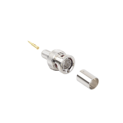 Conector BNC Macho de Anillo Plegable para Cable Belden 8281 tipo RG-59/U, Níquel/ Oro/ Delrin.