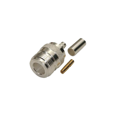 Conector N Hembra, de Anillo Plegable para Cables LMR-240, RG-8/X, 9258, Niquel/Oro/Teflón.