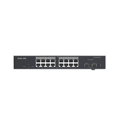 Switch L2 Administrable PoE con 16 Puertos Gigabit PoE 802.3 AF/AT + 2 SFP para fibra 1Gb, Gestión Gratuita Desde la Nube, 240 Watts