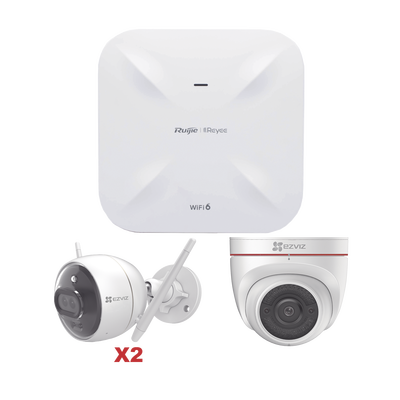 Kit de Cámaras Wi-Fi EZVIZ con Access Point Ruijie / Incluye 2 Piezas C3X / 1 Pieza C4W / 1 Access Poin RG-RAP6260(G)
