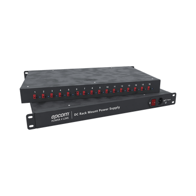 Fuente 12 Vcc / Industrial / tipo RACK / 20 Amperes / 16 salidas / 1.25 Amperes por salida administrada / 2.5 Amperes por salida máxima