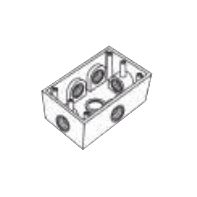 Caja Condulet FS de 3/4" (19.05 mm ) con seis bocas a prueba de intemperie.