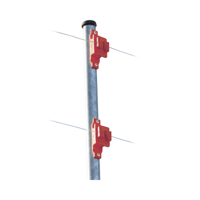 Aislador de Paso color Rojo reforzado para cercos eléctricos, resistente al clima extremoso