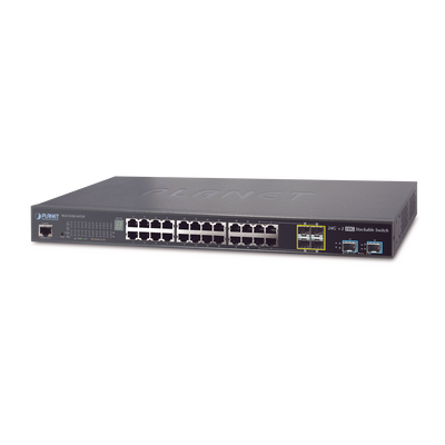 Switch de Acceso Stack Capa 2+ de 24 puertos + 4 compartidos TP/SFP + 2 Puertos 10G SFP+ Stack
