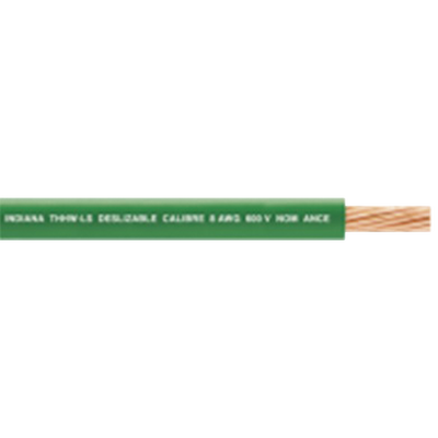 ( Venta por metro ) Cable 10 awg color verde, conductor de cobre suave cableado. Aislamiento de PVC, auto-extinguible.