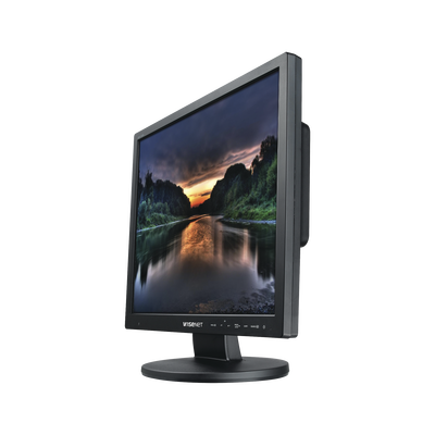 Monitor Profesional LED de 19" con Cristal templado ideal para Videovigilancia / Uso 24/7 / Resolución 1280x1024p/ Entradas de video HDMI, VGA y BNC