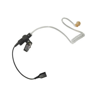 Auricular de tubo acústico transparente con cable de fibra tranzada con conector SNAP tipo MIRAGE. Requiere micrófono de solapa de 1 o 2 hilos de la Serie SNAP.