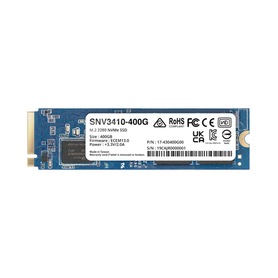 SSD NVMe M.2 SNV3410/3510 | SSD 400GB | Alto Rendimiento 400000 IOPS Lectura | 70000 IOPS Escritura | Resistencia 1022 TBW | Protección de Datos Integral | Análisis de Vida Útil | Diseñada para Sistemas Synology.