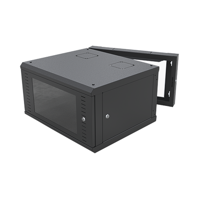 Gabinete Abatible de Pared (Con Marco Trasero) con Rack 19" de 6 Unidades. Ventana de Cristal Templado.
