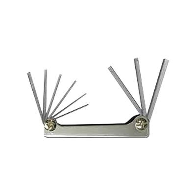 Juego de 9 llaves hexagonales en pulgadas tipo navaja mango bimaterial.