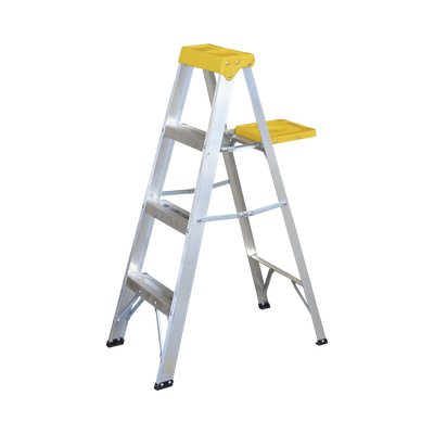 Escalera de aluminio tipo tijera de 3 peldaños altura 1.21 metros