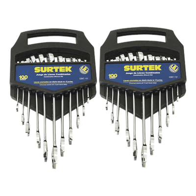 Juego de 22 Llaves Combinadas con 11pzas. Métricas y 11 en Pulgadas. Cromo con Acabado Satinado.