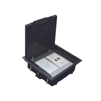 Caja de piso para dos módulos universales (Socket M2), para alimentación eléctrica y redes de datos (11000-33401) No incluye faceplates