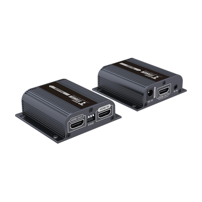 Kit Extensor HDMI para distancias de 50 metros / Soporta resoluciones 720 y 1080P @ 60 Hz / Cat 6, 6a y 7 / Salida Loop en el Tx para visualización local / Configuración EDID / Soporta control remoto del equipo fuente / Alimente solo el Tx