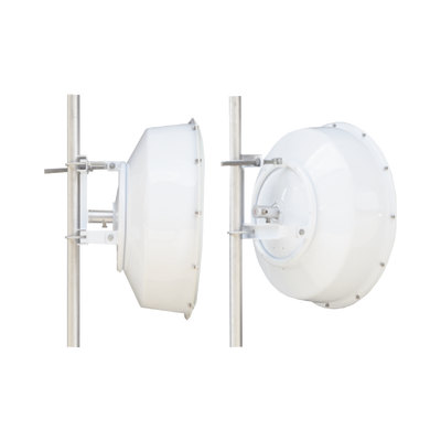 Antena direccional de alta resistencia, Ganancia 30 dBi, (4.9 -6.4 GHz), Plato hondo para mayor inmunidad al ruido, Conectores N-Hembra, Montaje incluido.