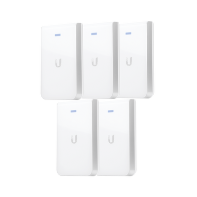 5 Access Point UniFI doble banda, cobertura 180°, MIMO 2x2 de pared para habitaciones de hotel.