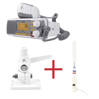Kit de radio UM385 | mas antena marina de fibra de vidrio TX-5206-SYS y soporte para antena 4186