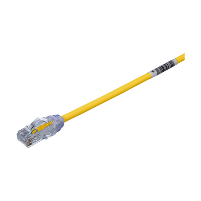 Cable de Parcheo UTP Cat6A, CM/LSZH, Diámetro Reducido (28AWG), Color Amarillo, 1ft