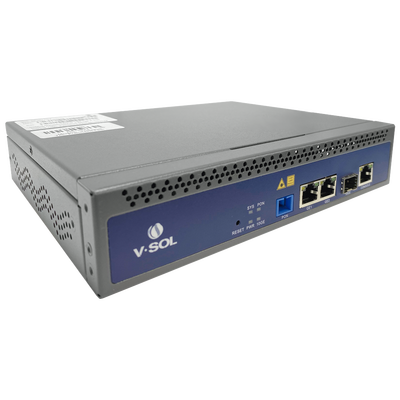OLT de 1 puerto GPON SC/UPC + 3 puertos Uplink (2 puertos Gigabit Ethernet + 1 puerto SFP/SFP+), Fuente de alimentación redundante AC/DC , hasta 128 ONUS