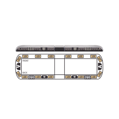Torreta ámbar de 54" Vantage ™ 16 LED 2 luces de trabajo, 2 luces de callejón, 2 luces de freno, traseras y direccionales