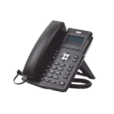 Teléfono IP empresarial para 2 lineas SIP con pantalla LCD, Puertos Gigabit, Códec Opus, conferencia de 3 vías, PoE.